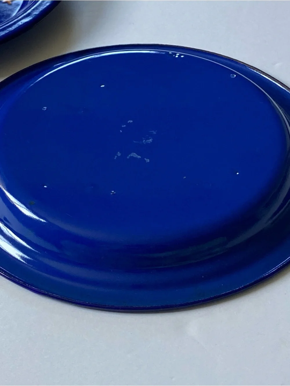 Vintage Kockums Sweden Enamelware 2 Plates Celestial Sun Noon Stars 8.75” Blue
